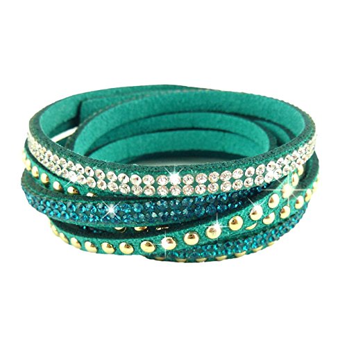 Pulsera de Cascade saciar Xperia TM de protectores de Cascade de gamuza de piel verde Emereaude