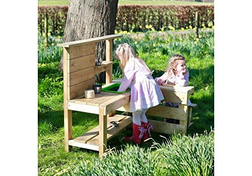 Rebo Matschküche und Sandgrube mit Sitzbank aus Holz Spielküche | Outdoor Spielzeug | Stabile Konstruktion… – Bild 5