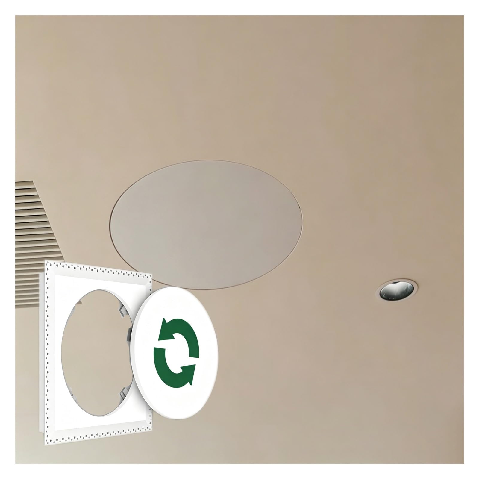 Trampilla de inspección Redonda a Medida Aluminio, pintable | Puerta registrable pintable empotrada con tapa PVC, panel oculto giratorio