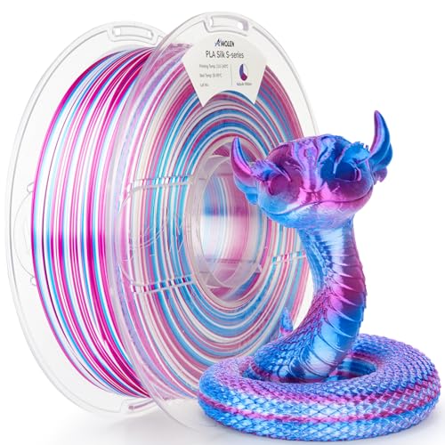 Image of AMOLEN Silk PLA 3D Printer Filament, Shiny Multicolor Rainbow PLA Filament 1.75mm, Fast Color Change PLA 3D Printing Filament for Most FDM 3D Printer, Blue Purple White, 1kg (2.2lbs)