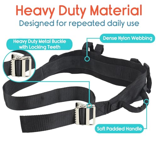 Image of KosmoCare Gait Belt | Transfer Belt | 7 Grip Handles | Safely Move & Transfer | Bariatrics Pediatric Elderly Occupational & Physical Therapy| Long Strap with Quick Release Metal Buckle| 27-52 Inches
