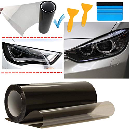 Mioke Film Phare de Voiture,300c*30cm Teinte Autocollant Noir/Jaune,pour Lumière phares de Voiture,Feux arrière,Clignotants, Feux Anti-Brouillard
