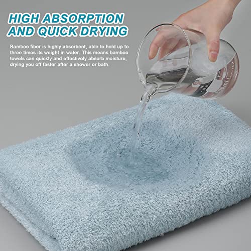 Aibaser Bamboo Cotton Bath Towels-27X54Inch - Natural, Ultra Absorbent Towels For Bathroom (Blue) #TOP3