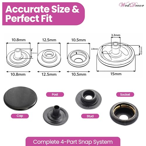 Presse Clous Métal Robuste WedDecor, Boutons Pression 15mm de Haute Précision - Pack 250 - 3
