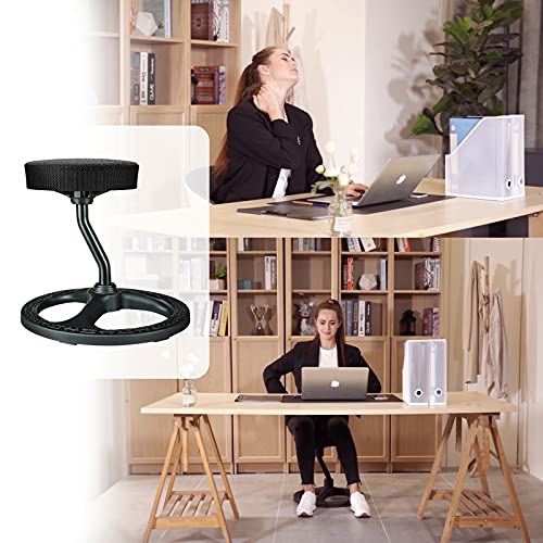 Image of FUQARHY Exercise Fitness Chair, Balance Fitness Stool, 360 Rotating Roller Active Seating for Home Office, Fitness Sport, Garage, Black