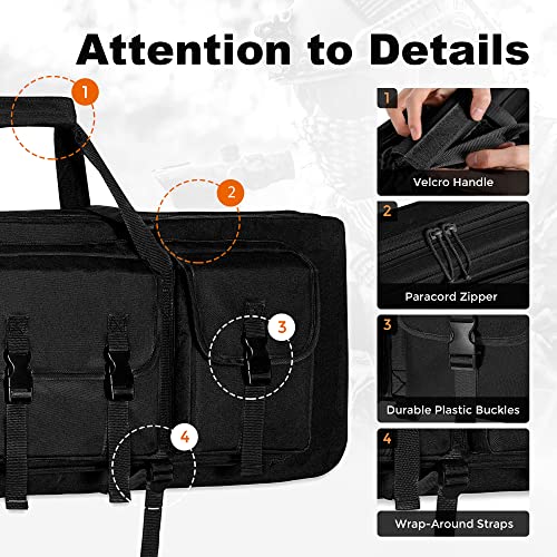 Perfbags Double Rifle Backpack Tactical 36 Inch, Soft Gun Case For Rifles Carbine Gears Range Bag With Pistol Storage, Padded Carrying Shotgun Case For Shooting Hunting #TOP1