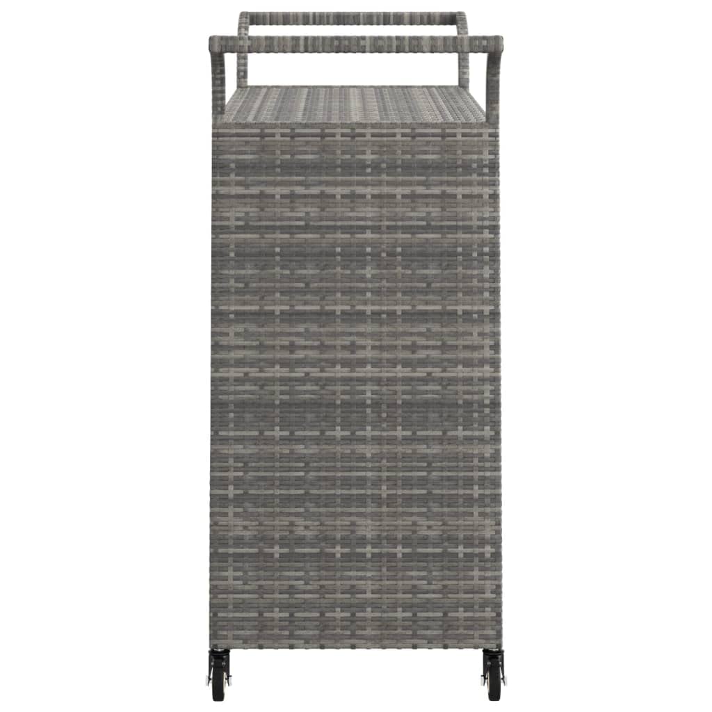 vidaXL Carrello da Bar in Polyrattan Grigio 100x45x97 cm con Cassetto