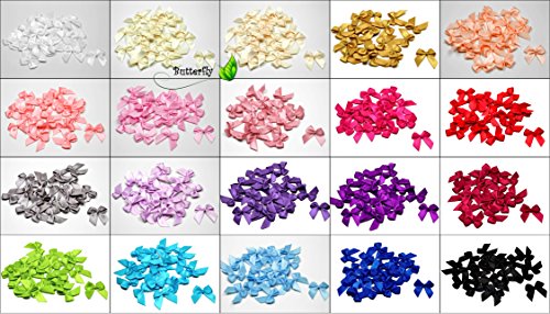 20 fiocchi in raso, 2,5 x 3 cm, tinta unita, per