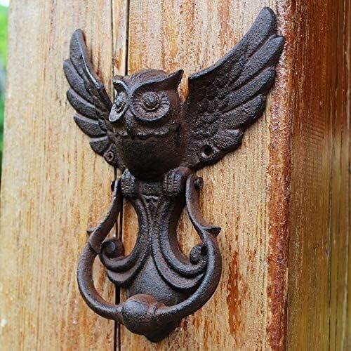 Front Door Knocker for Decoration Owls Cast Iron Door Knocker, Vintage Outdoor Gate Knocker Door Knobs for Garden Courtyard, Excellent Front Door Knocker