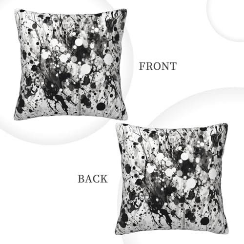 Housses de coussin imprimé éclaboussures noires et blanches