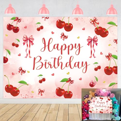 Toile de fond nœud en cerises pour réussir vos photos de fête prénatale