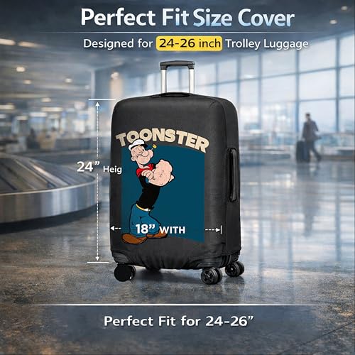 Image of WanderWraps Spendex Polyester Protective Luggage Cover | Hard Luggage Trolley Bag Cover | Washable | Dust Proof | Stretchable | M - 24 inch | Spinachmodee