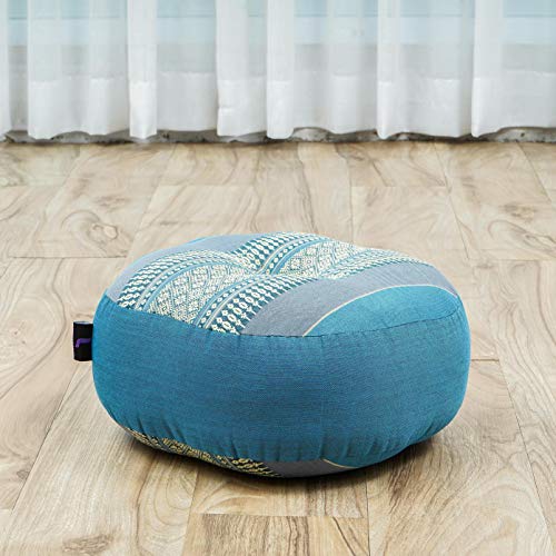 Image of Leewadee Meditation Cushion Set - 1 Small Zafu Yoga Pillow and 1 Small Roll-Up Zabuton Mat Filled with Kapok