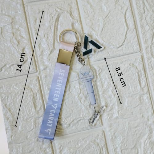Image of SEVENTEEN Caratbong Lightstick Inspired Acrylic Keychain With Lanyard | SVT & Carat Logo Landyard |Kpop BoyBand | Caratbong Keyring | Seventeen Keychain| Kpop Lightstick