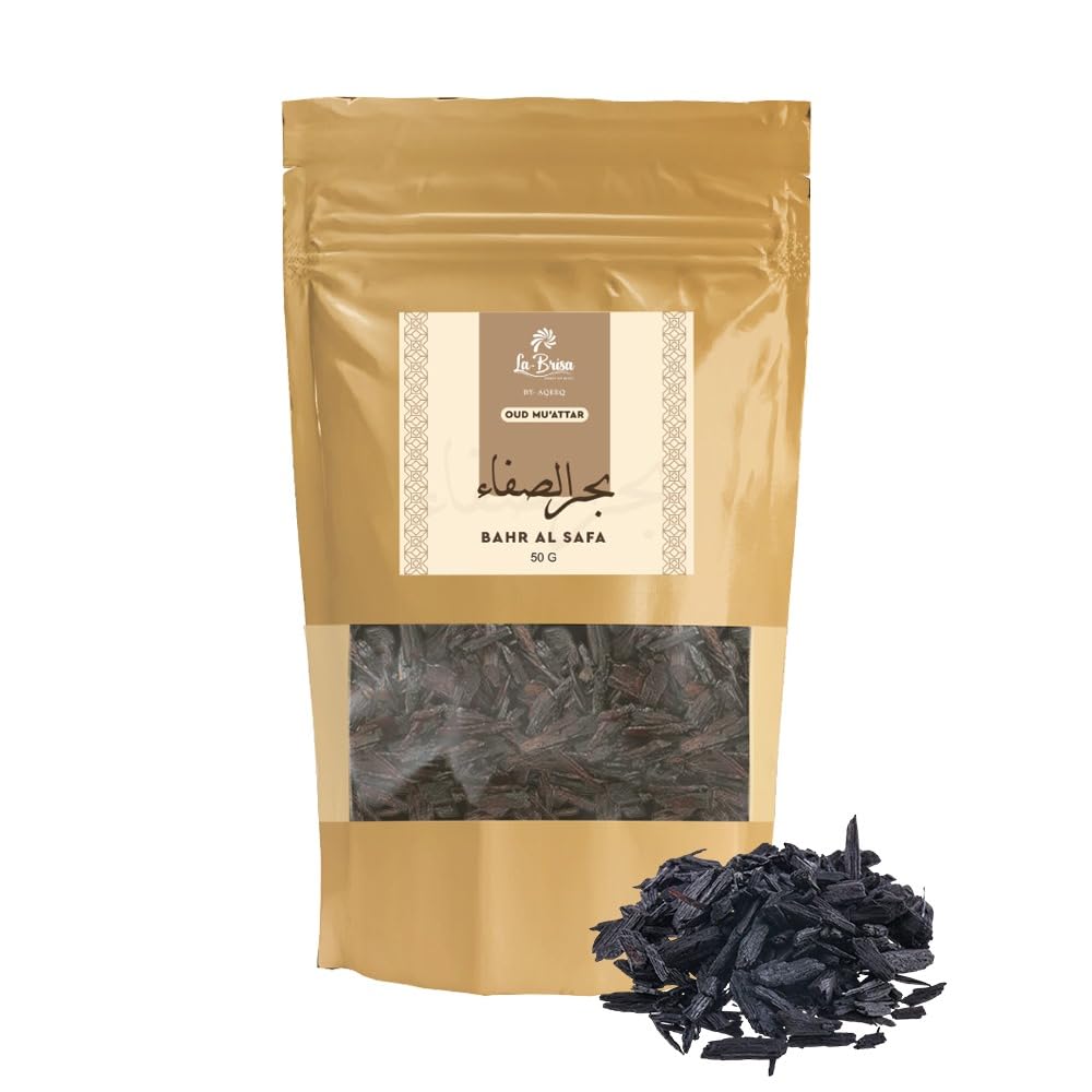 La Brisa Bahr Al Safa Bakhoor Oud Muattar 50g | Fresh Citrus Bukhoor Wood Chips | Arabian Oudh Bakhoor Incense for Home, Office, Car & Clothes | Perfect for Prayer Time, Relaxation & Meditation