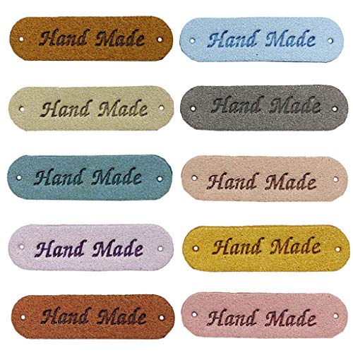 Juland PU Leather Label Clothing Hand Made Embossed Tag Embellishment Knit DIY Accessories for Jeans Bags Shoes Hat â€“50PCS 1.2x4.5cm