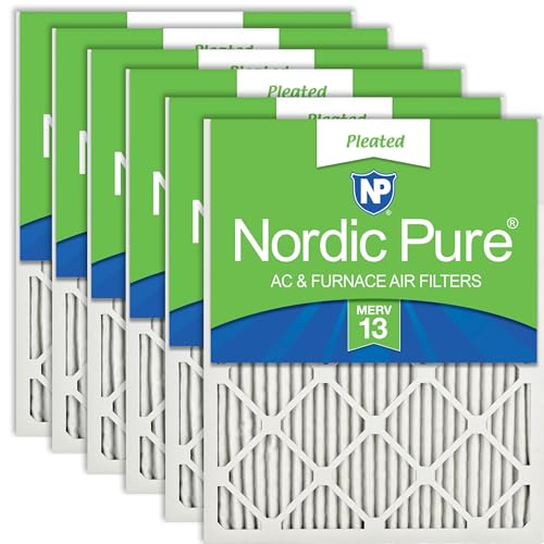 Image of Nordic Pure 20x20x1 Pleated MERV 13 Air Filters 12 Pack | Actual Size: 19 1 /2 x 19 1 /2 x 3 /4 Made in USA, Advanced HVAC Filtration, Mid-Sized Airborne Particles, Pet Dander & Smoke