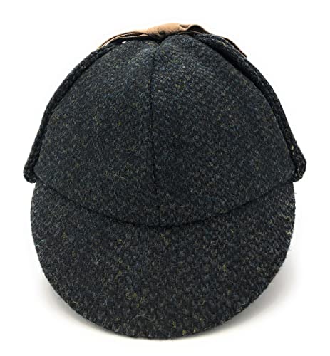 Clans Of Scotland - Chapeau Deerstalker - Traditionnel écossais - Sherlock - Harris Tweed - Deux pics et rabats d'oreille - Noir avec moucheté vert - Une pièce, Noir avec moucheté vert, M Cover