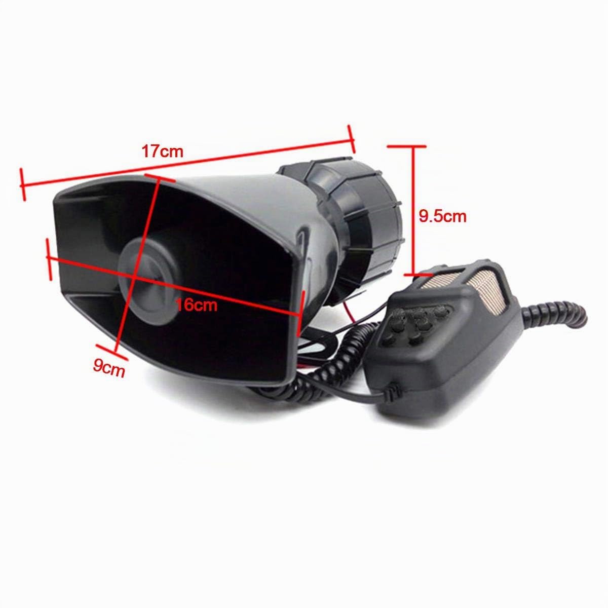 KATSU Siren per Auto 7 Toni 12V 100W con Microfono, Veicolo Forte Corno Allarme Traffico per Motocicli Vigili del Fuoco Ambulanza Altoparlante Amplificatore del Suono di Emergenza