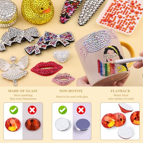 Image of 2000PCS SS12 /3mm Crystal Glass Rhinestones for Bedazzling (Orange /Hyacinth) | Flatback Rhinestones for Crafting DIY Nail Art Makeup Decoration, Gems Diomand Charms for Tumbler Shoes Clothing Mug