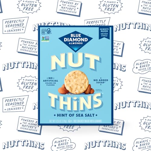 Image of Blue Diamond Almonds Nut Thins Gluten Free Cracker Crisps, Hint of Sea Salt, 4.25 Oz (Pack of 12)
