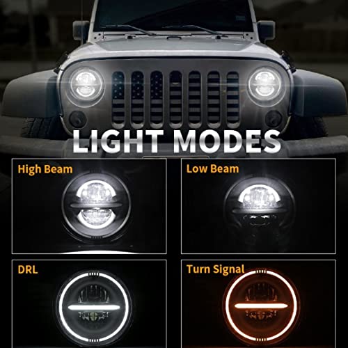 Image of Royalpiston Smart LED 7inch Headlight 75-110W-12V | 2023 CREE /Osram LED | (RP Minus with Ring) | Compatible with RE Hunter 350, Interceptor, continental GT 650, Himalayan, Classic Reborn etc