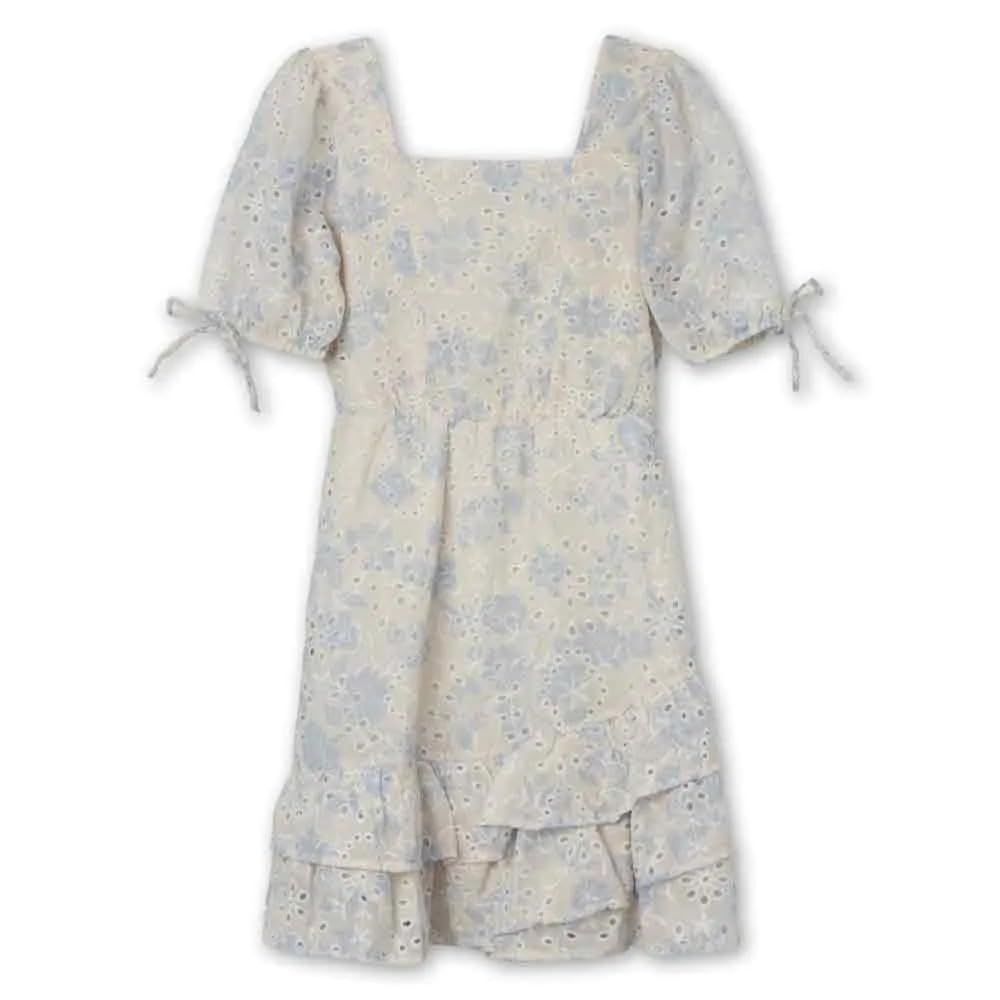 Speechless Girls' Short Sleeve Ruffled Eyelet Dress