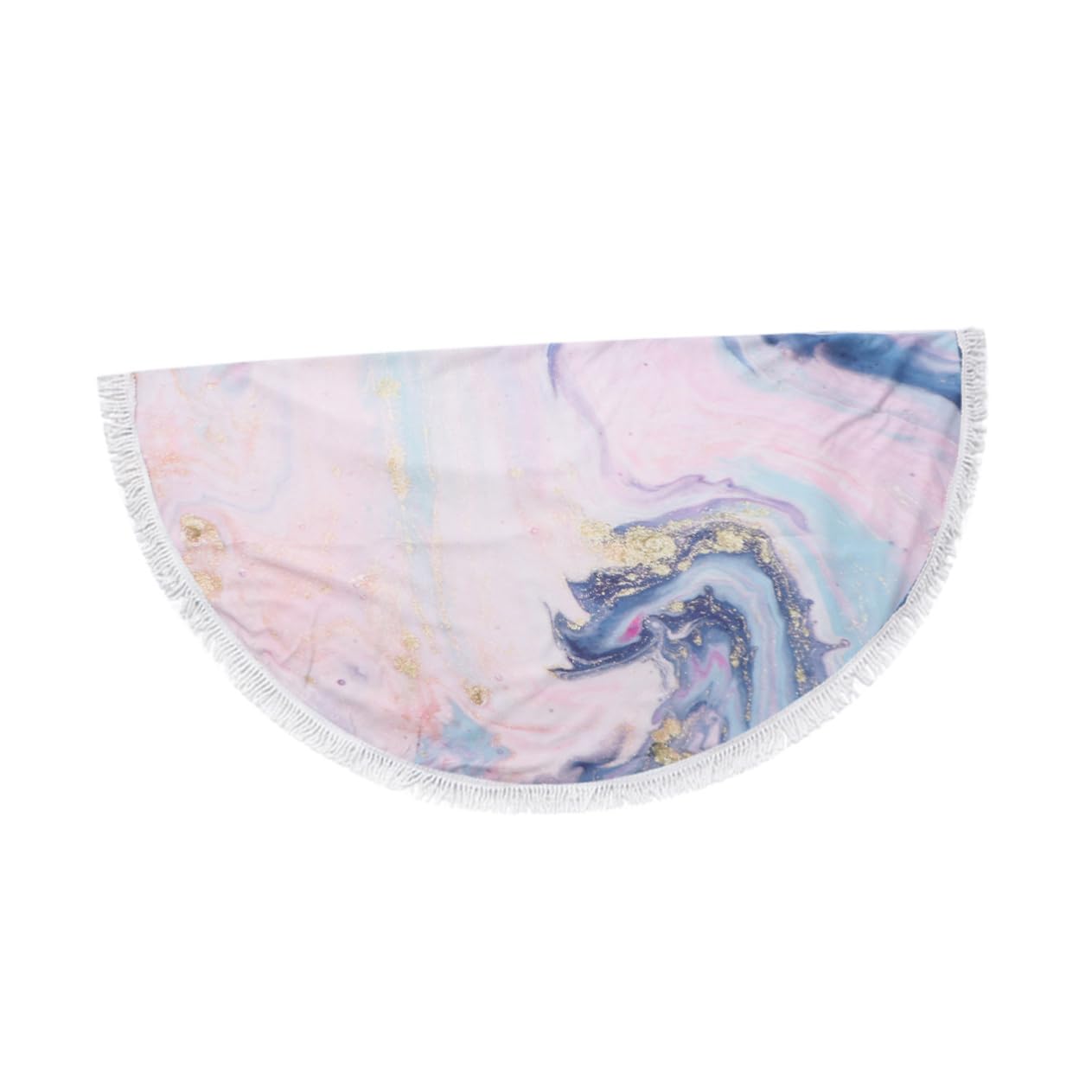 Serviette de Plage Ronde à Impression Sable Mouvant en Polyester Absorbant avec Pompons, pour Yoga Chaud et Routines D'étirement, Style Créatif et Attrayant
