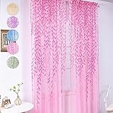 liucocotos Weeping Willow Curtains,Vine Curtains,Cute Green Sheers Leaf Curtains,Weeping Willow Sheer Curtains, Weeping Willow Tree Window Curtains for Living Room, Bedroom, Balcony (40 * 106in,Pink)
