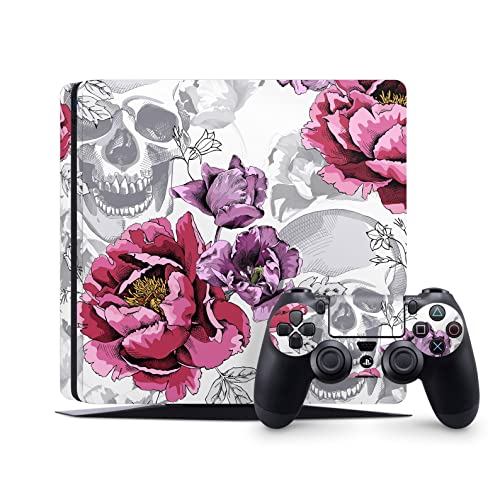 PS4 Skin for Console and Controllers by ZOOMHITSKINS, Same Decal Quality for Cars, Skull Cranium Rose Flower Horror Skeleton White, Durable, Bubble-free, Goo-free, Made in USA PS4 Skin for Console and Controllers by ZOOMHITSKINS, Same Decal Quality for Cars, Skull Cranium Rose Flower Horror Skeleton White, Durable, Bubble-free, Goo-free, Made in USA