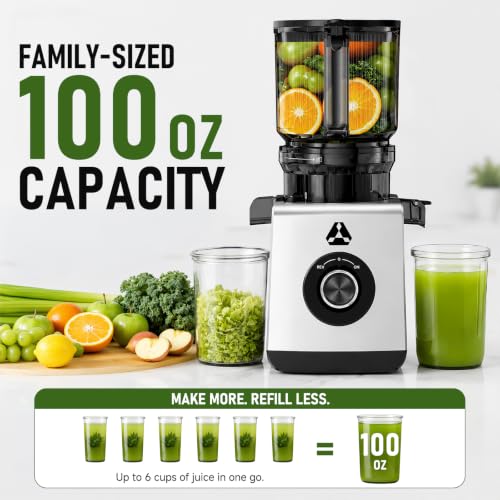 Image of AAOBOSI 3-in-1 Cold Press Juicer Machine, 6.5 inch Wide Chute, Slow Juicer Designed for Faster Juicing with Whole Fruits & Veggies, Easy to Clean and Clog-Resistant, for Nut Milk & Sorbet