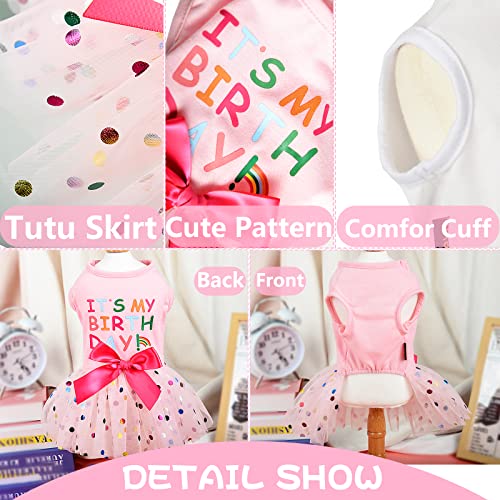 Dog Birthday Dresses, Summer Spring Girl Dog Clothes For Small Dogs, Pink Puppy Dress, Chihuahua Yorkie Dress Costume, Pet Clothing Dog Clothes Outfit Cat Apparel (Birthday, Medium) #TOP4