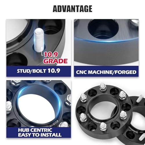 Image of KSP 1.5 inch Ford Bronco Wheel Spacers, 6x5.5 Forged Spacer with Hub Lip Compatible with Ranger 2019-2026, Bronco 2021-2026, 4pcs 38mm Aluminum Wheel Spacer with 93.1mm Hub Bore M12x1.5 Thread Pitch