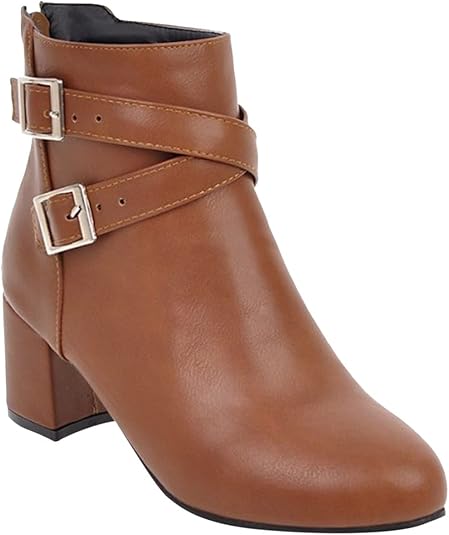 Bottines Pour Femme - Avec Talon - Élégantes - Avec Boucle De