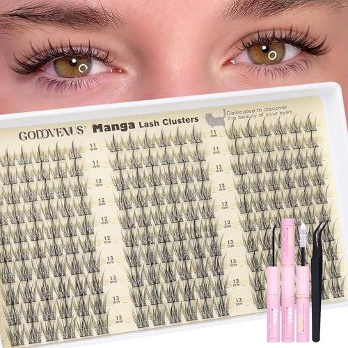 Image of Natural Lash Clusters Kit Wispy Eyelash Clusters Fairy Cluster Eyelash Extensions Kit C Curl Lash Extension Kit Waterproof Individual Lashes (With Tweezers)
