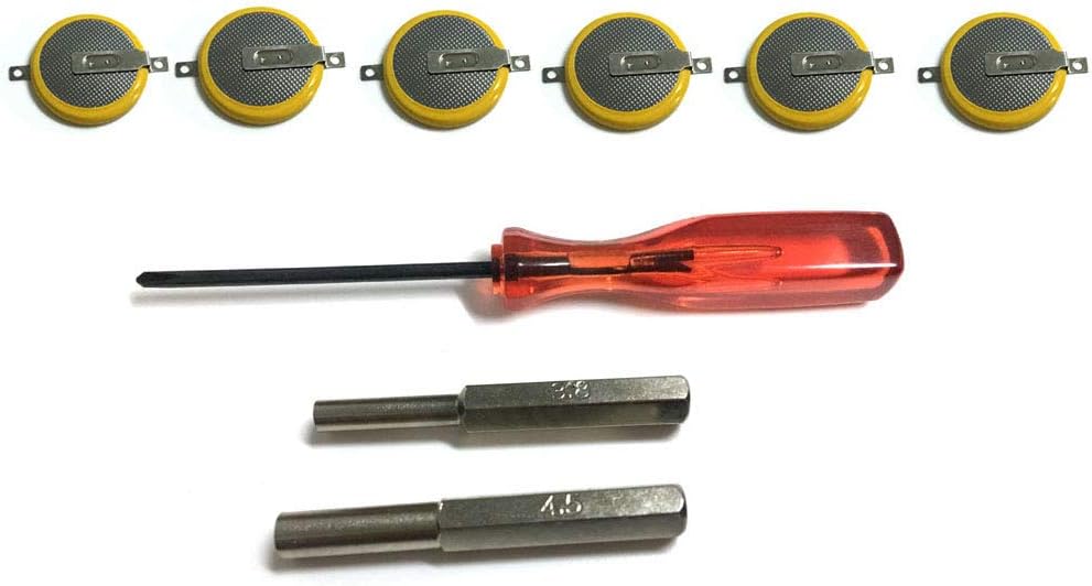 CR1616 Lithium Batteries, 6 Pack CR1616 Batteries with Tabs Bundled with 3.8mm, 4.5 mm, and Triwing Screwdriver Set - Replacement 3v Lithium Battery Set for Game Boy, GBA, and Color