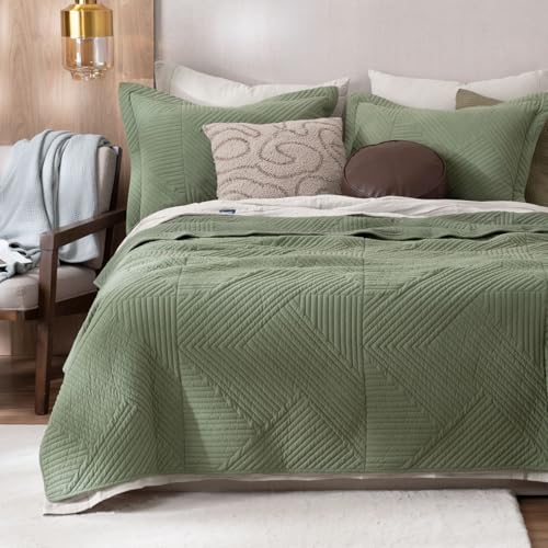 La Mejor Recopilación de Sobrecama para comprar online. 46 ESQUIMAL Edredón Ligero Reversible Pinsonic Velvet con Fundas de Almohada Colcha Doble Vista Ideal para Todo el Año (Verde, Individual)