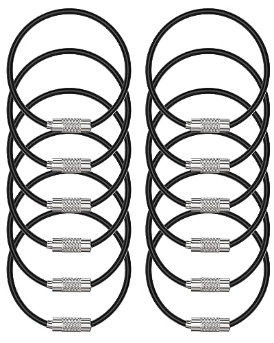 Image of Uniclife 4 Inch Wire Keychain Cable Large Stainless Steel Key Ring Loop Holder for Luggage Tag Keeper for Travel