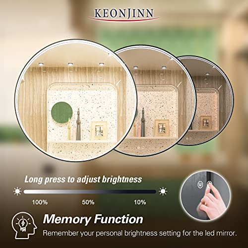 Keonjinn Round Led Mirror, 36 Inch Lighted Bathroom Round Mirror, Wall Mounted Black Metal Framed Frontlit Circle Vanity Mirror With Lights, Dimmable Anti-Fog Round Makeup Mirror, 6000K Cri 90+ #TOP2