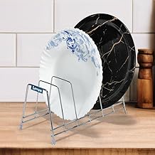 LEVON Multipurpose Chrome Plated Stainless Steel Dish thali Plate Rack Holder Stand for Kitchen Utensil Rack, Pot lid Holder (6 Sections Plate Rack), Tabletop, Tiered Shelf