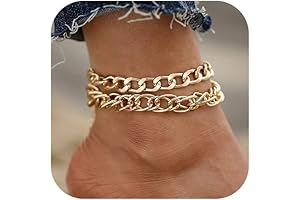 Dainty Boho Adjustable Chunky Cuban Link Thick Ankle Bracelet for Women