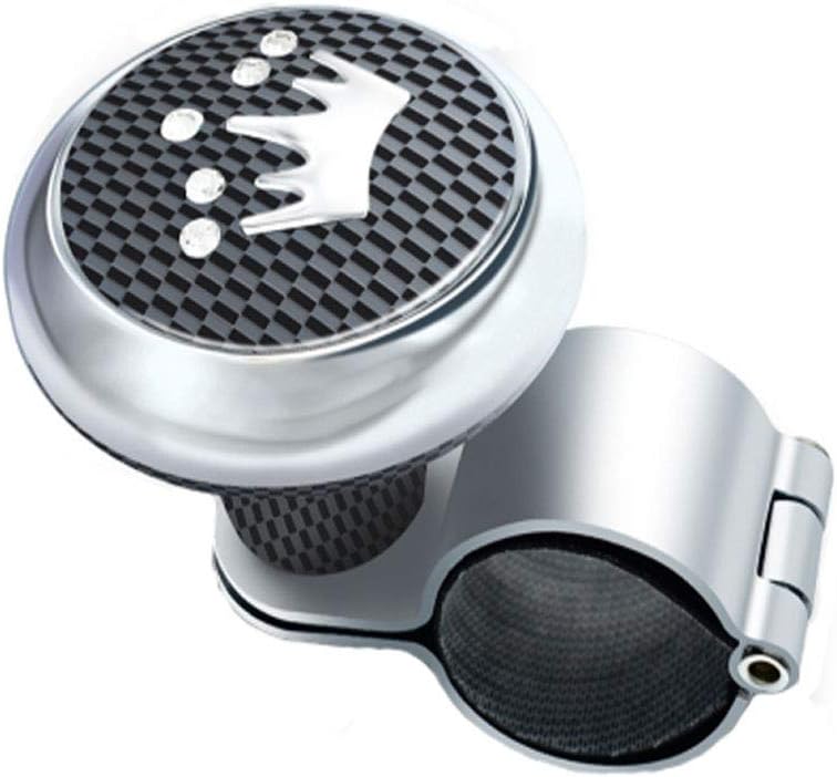 AMOUTOR Steering Wheel Spinner, Carbon Fiber Steering Wheel Knob Crown Pattern Maneuvering Handle - Flexible Control