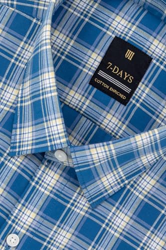 Image of 7-DAYS Men's Premium Checks Formal Shirt - Cotton Rich, Regular Fit, Full Sleeve, with Pocket, Wrinkle Resistant - Stylish Office & Everyday Wear.