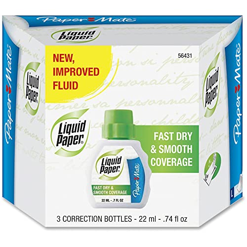 Paper Mate® Liquid Paper® Correction Fluid, Fast Dry & Smooth Coverage, White, Pack Of 3 #TOP2