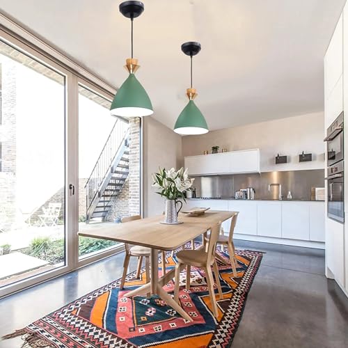 Image of aluminium Hanging Bell Shade Light, Green, Bulb Not Included, Pack of 3