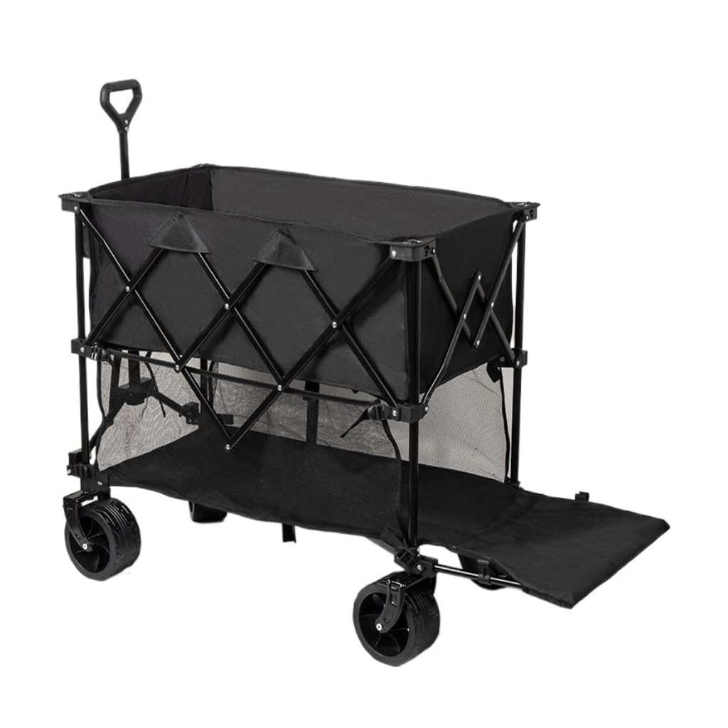 Genérico Carrito de Camping Plegable y práctico de Cuatro Ruedas, Carrito de Playa para Exteriores, Remolque de Camping Plegable con volquete, Carrito Plegable Ligero y portátil para Actividades al a
