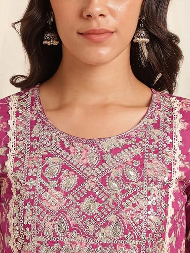 Image of MIRCHI FASHION Women's Straight Fit Pure Cotton Printed Kurta Set with Dupatta and Trouser