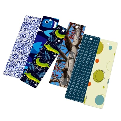 Marque-page baleine bleue lot de 6 avec pompons pour livre