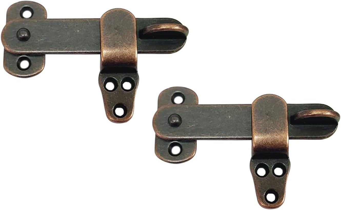 QCAA Solid Cast Brass Door Latch for Cabinet Door, 4", Antique Copper, 2 Pack, Made in Taiwan