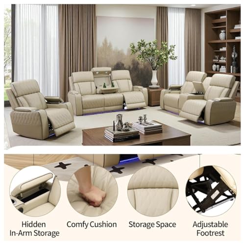 Sillón reclinable cuero Caqui miniatura 6